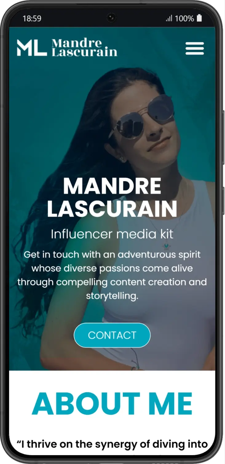 Web de Mandre Lascurain mostrada en un Samsung Galaxy S22+