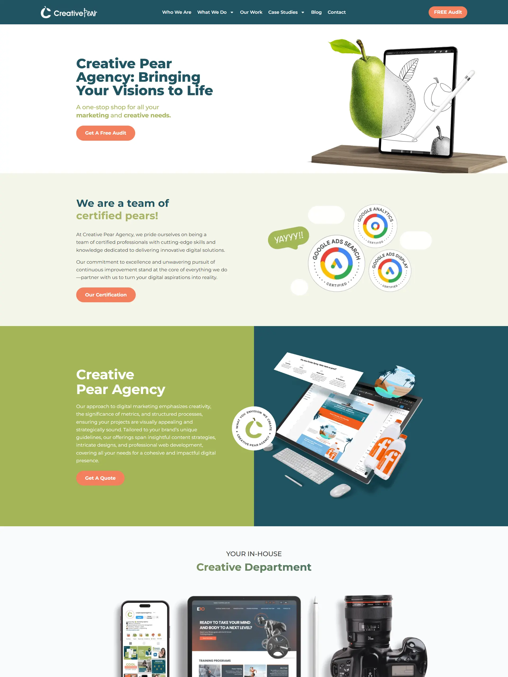 Captura de la web corporativa de Creative Pear Agency